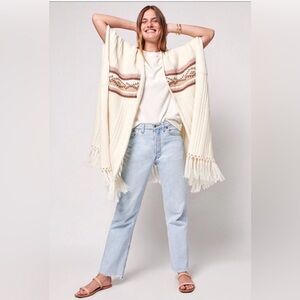 Faherty X B. Yellowtail Alpaca Sandstone Sweater Poncho $348 Beige